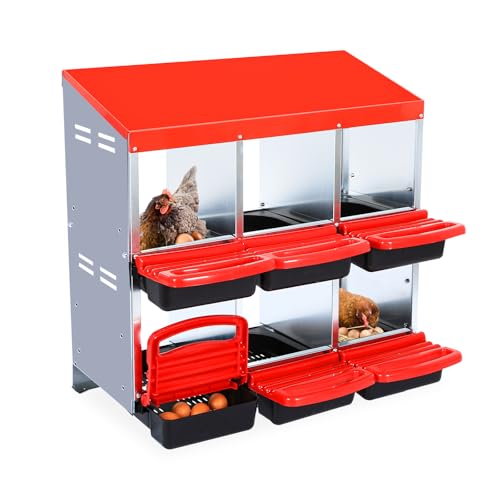 Chicken Nesting Box (Red- 6 compartment)