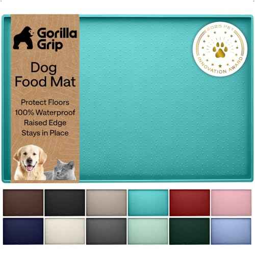 Dog Food Mat 100% Waterproof Silicone (Turquoise / 26"l X 17"w)