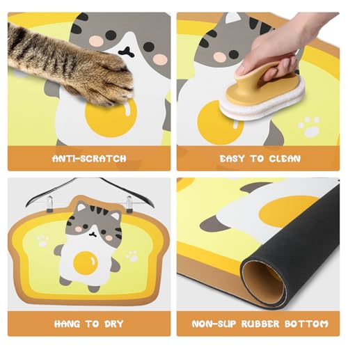 Cat Food Mats for Floor (Egg / 23.6"L x 13.7"W)