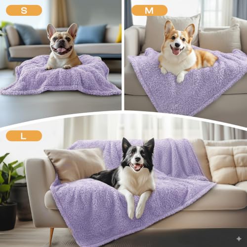 3 Pack Soft Sherpa Fleece Blankets for Dogs Cats Puppies (Small (Pack of 3) / Purple)