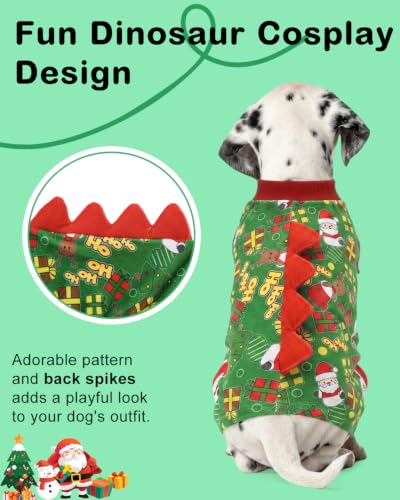Dinosaur Costume Halloween Christmas Dog Pajamas (Medium / Ho Ho Santa)