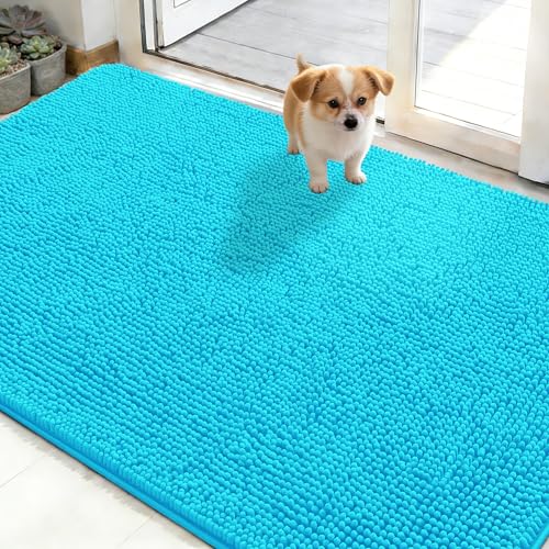 Dog Door Mat for Muddy Paws 50x30 (Aqua Blue / 50" X 30")