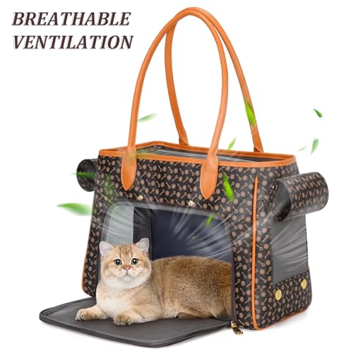 Fashion Pet Carrier Purse for Small Cat and Dog (Coffee / 15.8"L x 7.5"W x 11.8"H)