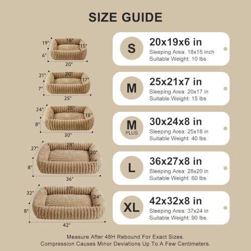 Dog Bed for Small Dogs (Beige / S (20"x19"x6"))