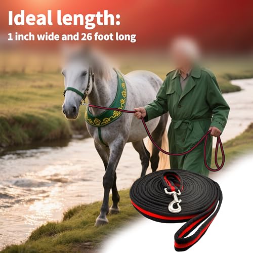 Lunge Line for Horse (Black&Red&Black / 26ft/8m)