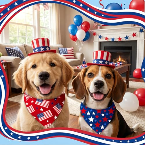 50 Pcs Patriotic Dog Bandanas Bulk 4th of July Bandanas for Dogs Star Triangle Kerchief Bib Scarf Set for Pet Independence Day 250th Anniversary Party Costume (4th of July / 25.6 x 17.7 x 17.7")