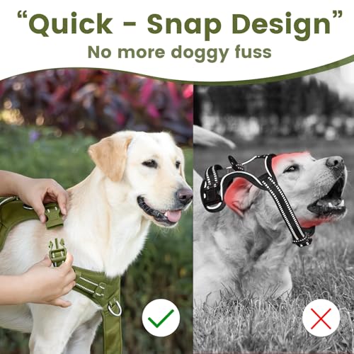 No Pull Dog Harness Front Clip Handle (Misty Green / L(Neck:20.9-31.5",Chest:24.8-37.4"))