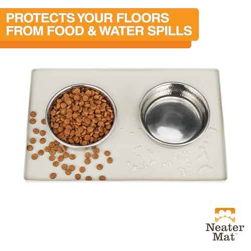 Neater Mat Pet Mats for Food and Water (19"L x 12"W / Cream)