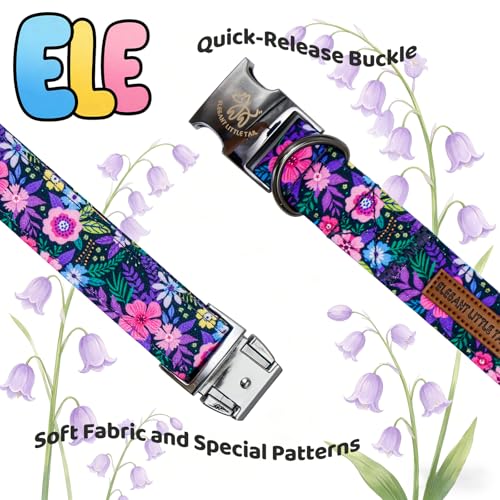 Dog Collar Floral Pattern Pet Collars with Bow Girl (Blossom / Medium (Pack of 1))