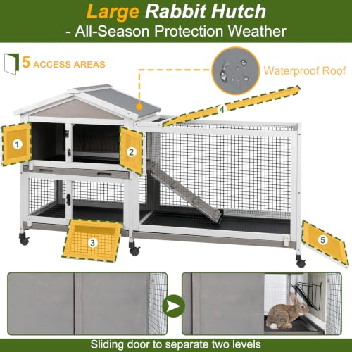 60.2" L Expandable Rabbit Hutch (60.2"L x 22.1"W x 35.0"H)