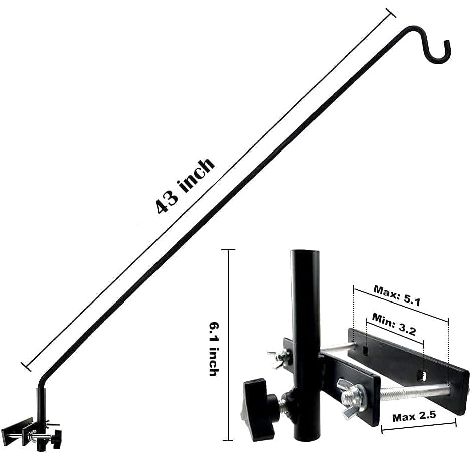 Extended Fence Deck Hook Rail Heavy Duty Bird Feeder Hook (43in Long Fence Hook-1 Pack)