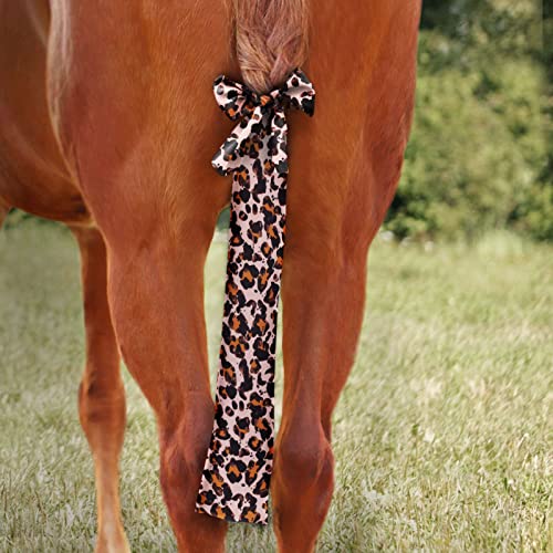 Stretchy Tail Bag Breathable Horse Tail Guard Slip on Design Protect Horse Tail 2 Strand Closure Straps Keep Tail Clean & Protected 22" L Length Makes Grooming Easy (Leopard Print)