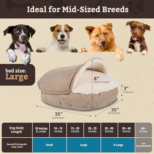 Cozy Cave Dog Bed (35.0"L x 35.0"W x 8.0"Th / Buckskin)