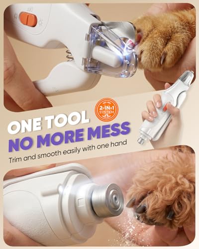2-in-1 Cat Nail Clippers & Dog Nail Clippers Trimmers for Large Medium Small Dogs Cats Claw Trimmer Quick Sensor and Safety Guard USB Rechargeable with 2 LED Lights Dogs Nail Trimmer