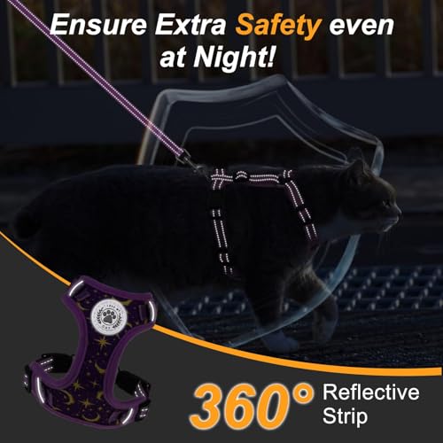 Cat Harness and Leash Set (Star Purple / S (Chest: 11 - 16"))