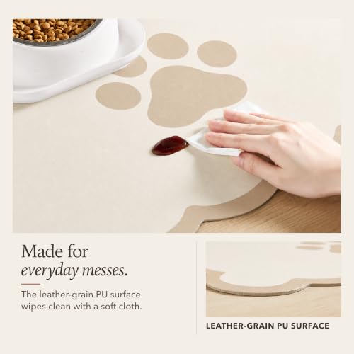 Scalloped Dog Feeding Mat (Beige / 19"L x 14"W)