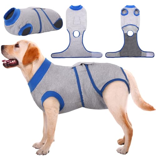 Recovery Suit for Dogs Cats (Large (Back:16.1-20.1'', Weight:23-48 Lb) / Gray Sapphire)