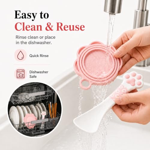 Cat Food Can Lid and Spoon (Pink&White)