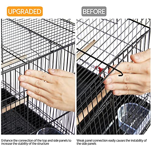 30‘’ Flight Bird Cage Stackable Design for Small and Medium Birds with Slide Out Tray and Bottom Grate Budgies Cockatiels Lovebirds Canaries Parakeet Cage (Black)