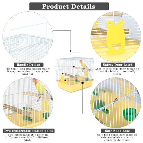 Small Bird Cage for Travel (Yellow)