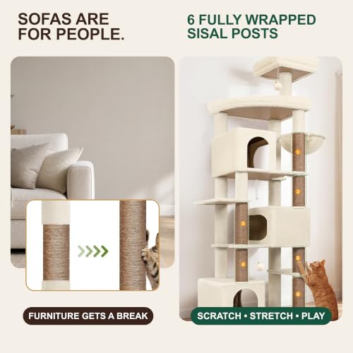 Large Cat Tree for Large Adult Cats (Beige)