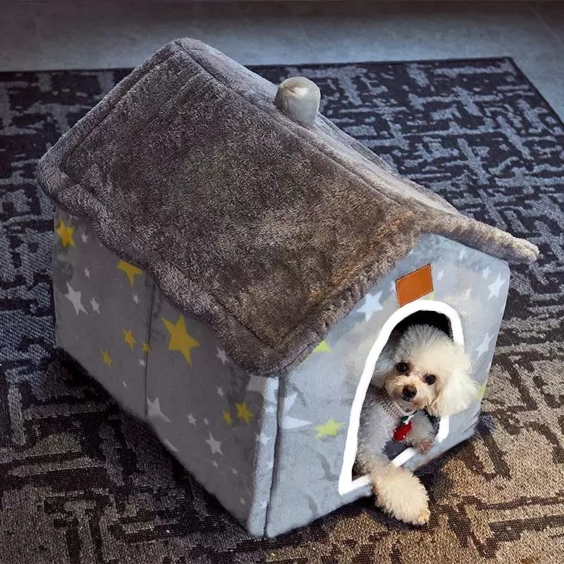 Dog House Indoor Puppy Cave Cat Nest Kennel Pet Bed Portabl Foldable (grey / XL: Size fits 18kg/40lbs (Pets))