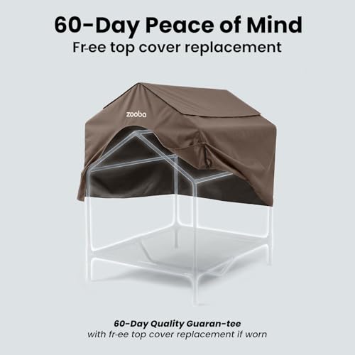 42" 2-in-1 Dog House for Medium Dogs, Elevted Dog House Outdoor/Indoor, Puppy Shelter Outside,Water Resistant 600D PVC and Durable 2x1 Textilene Raised Dog Bed(Brown) (X-Large: 42inch)