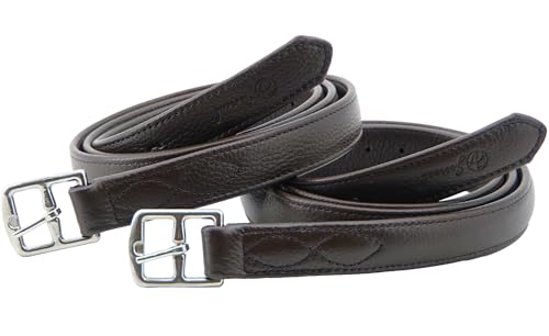 Stability English Stirrup Leathers with Strong Nylon Core for Equestrian Riding (54" / 135cm / Dark Coffee)