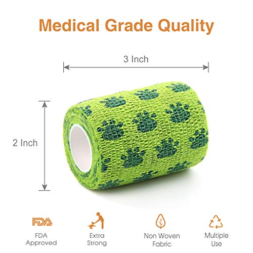 Vet Wrap Cohesive Bandages Bulk Self Adhesive Bandage Wrap Self Adherent Wrap Non (3 Inch Print Claw)