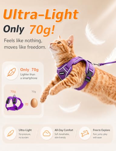 Cat Harness and Leash Set (H600 Pro Purple / Medium (13-18lb))