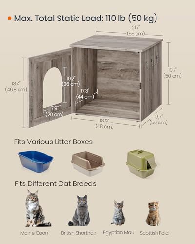 Toolless Assembly Litter Box Enclosure (Greige / M (21.7"L x 19.7"W x 19.7"H))