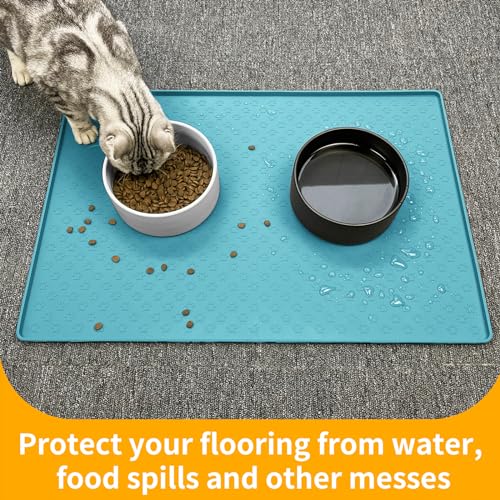 Dog Food Mat Anti (24.5"L x 16.5"W / Blue)
