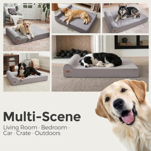 XXL 35D Memory Foam Dog Bed for Extra Large Dogs (XX-Large / Grey)