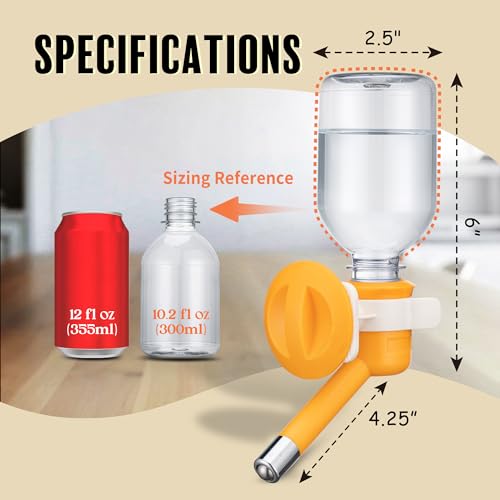 Patented No Drip Dog Water Bottle (C590 Orange / Small Sized Dogs and Cats-10.2 fl.oz)