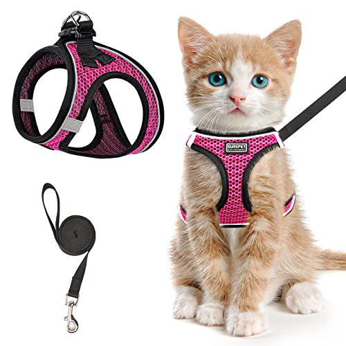 Cat Harness and Leash for Walking Escape Proof (M / Pink)