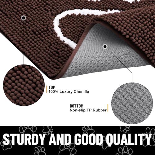 Dog Door Mat for Muddy Paws (54"X24" / Brown and White)