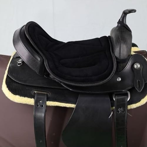 Horse Saddle Cushion Western Long Saddle Pad Horse Riding Seat Saddle Cushion Pad (50X40cm / Black style)