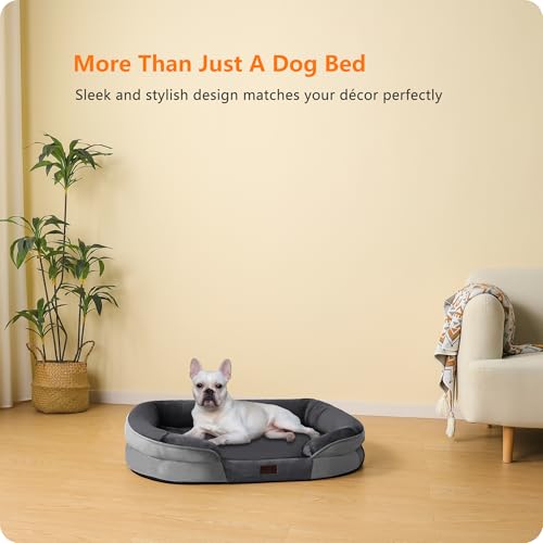 Orthopedic Waterproof Medium Dog Bed Sofa (Dark Grey / Medium(28 x 21 x 5.5 inch))