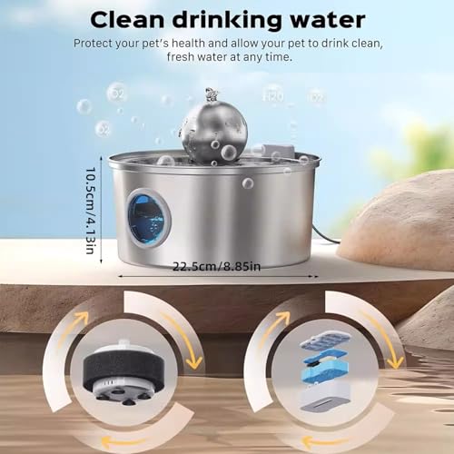 108oz 3.2L Stainless Steel Cat Water Fountain