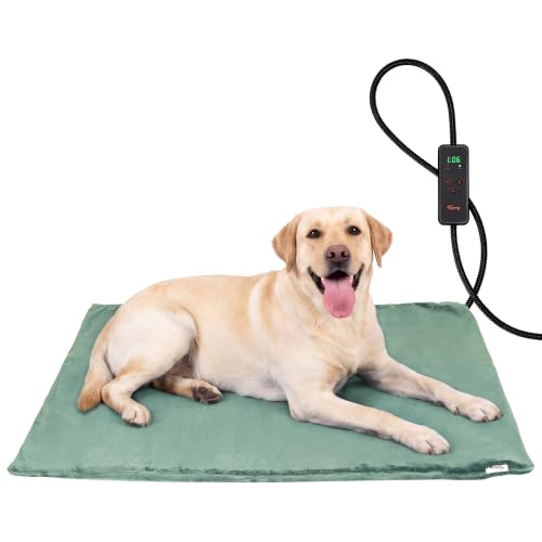 Large Pet Heating Pad for Dogs & Cats (Sage Green / 35.0"L x 24.0"W x 0.6"Th)