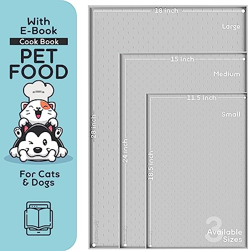 Dog Food Mat 24x15 Raised Edges Dogs Mat for Food and Water Prevent Spill (24" x 15" / Mist)