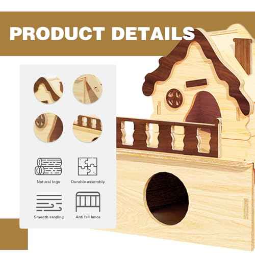 Wooden Hamster Platform and Dwarf Hamster House (BrownL)