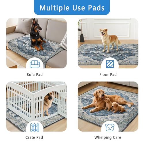 Washable Pee Pads for Dogs 2 Pack (48"x48"(2 Pack) / D Blue)