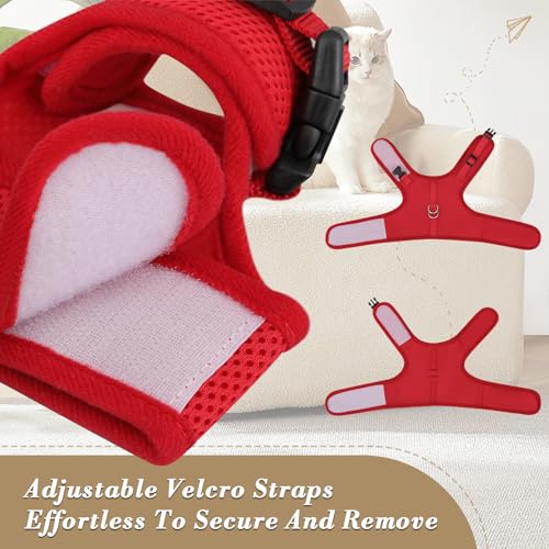 Adjustable Cat Harness with Velcro (Medium / Red)