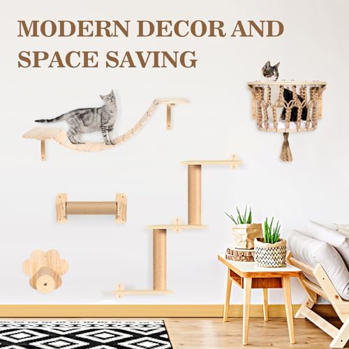 Cat Wall Shelves and Perches (5-Piece Set)