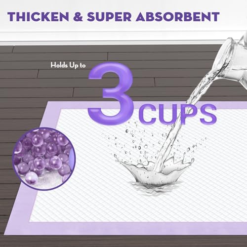 Puppy Pads with Adhesive Tabs Leak Proof Lavender Scent 22x22in 100Ct (Regular-22x22in(100Ct))