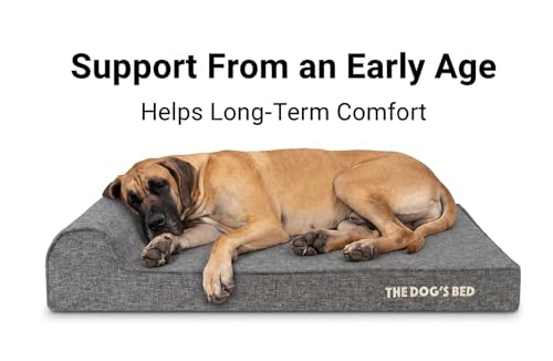 The Dog’s Bed Orthopedic Memory Foam Dog Bed with Headrest XL (Grey Linen / XL (46"L x 28"W x 4"Th))