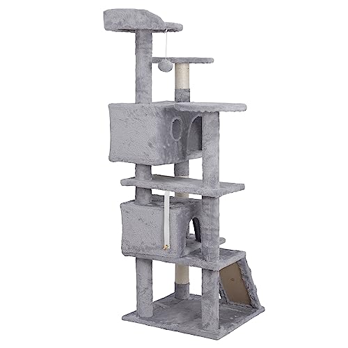 54 in Cat Tree Tower for Indoor Cats Multi (Light Grey)