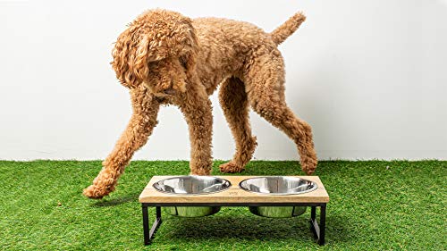 Mango Wood Dog Bowl Stand (Medium)
