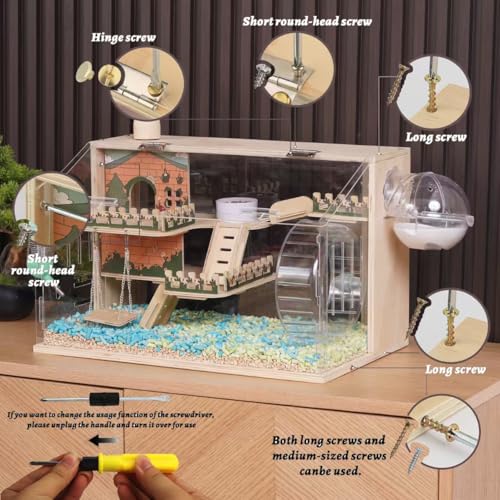 11 in 1 Wooden Hamster Cage with All Accessories (19.3"L x 11.5"W x 11.8"H)